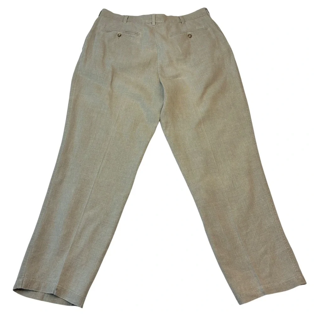 Daniel Cremieux Trousers Mens 38x32 Beige 100% Linen Pleated Straight Leg Pants